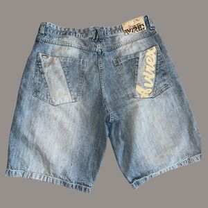 Akademiks Jean Shorts Mens Size 38 Distressed Y2K Baggy Hip Hop Denim Streetwear